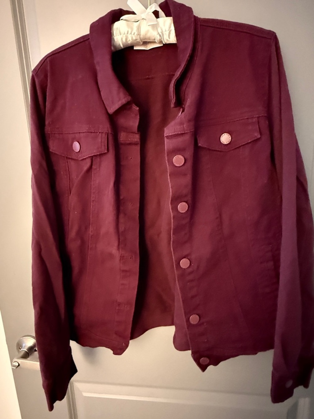 Belle by Kim Gravel Wine Button-Front Jean Jacket
